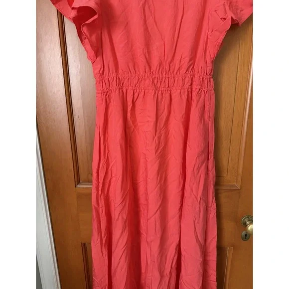 Women's A New Day Coral Maxi Dress Ruffle Sleeves Size Small NWT Summer Dress - Picture 9 of 10